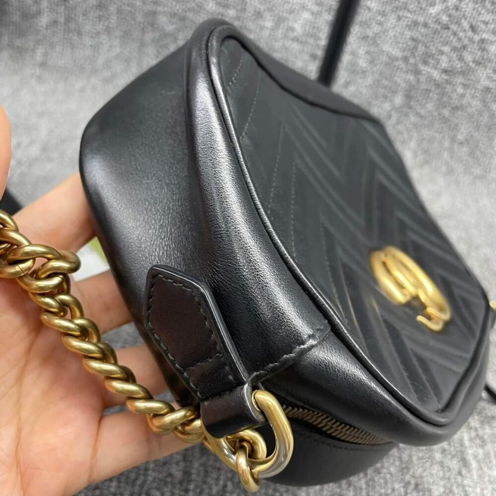 100% Authentic GUCCI Marmont Black Leather Small Shoulder Bag - Picture 4 of 16